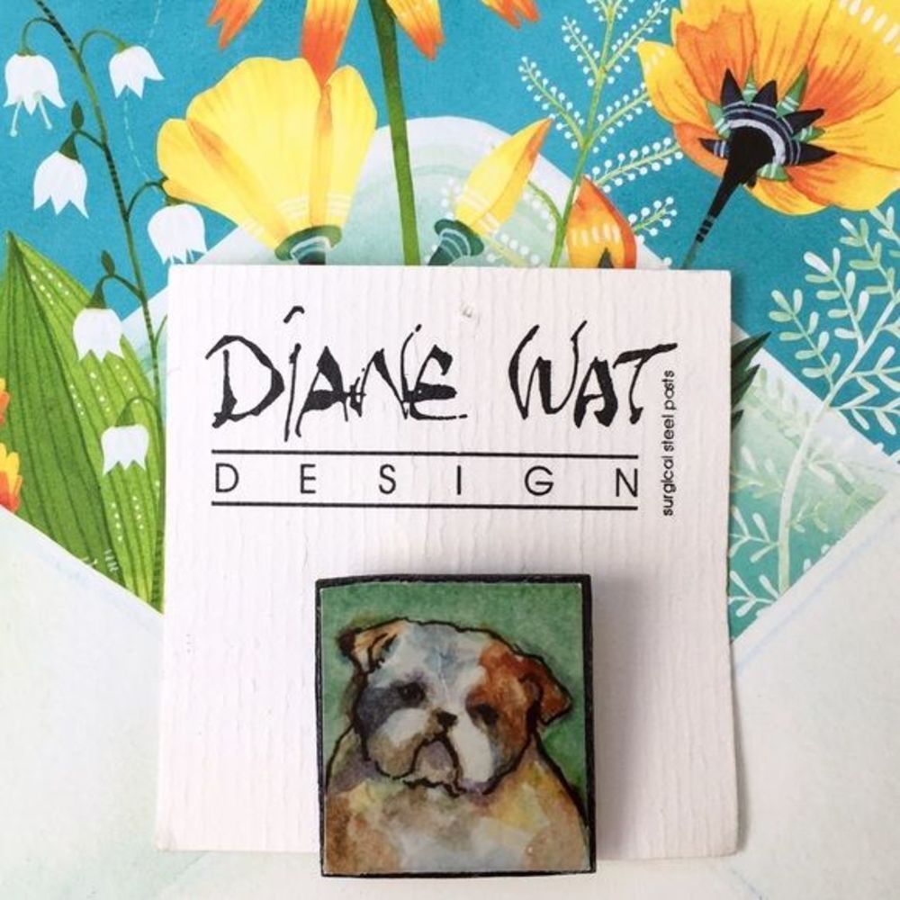 Artisan Bull Dog Pin, Hand created by Diane Wat